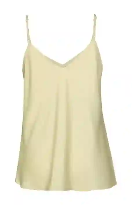 YAYA Top met spaghettibandjes Viscose Blend Kant Sea Mist Sand Zacht Geel