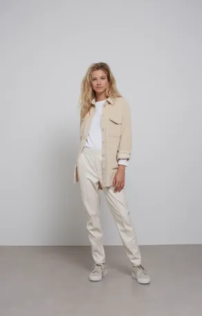 YAYA Corduroy overshirt met lange mouwen, kraag en borstzakken Birch Sand