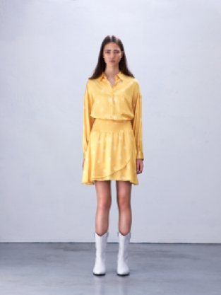 Blouse ALIX The Label Geel DOT LEOPARD SATIN Blouse Soft Yellow