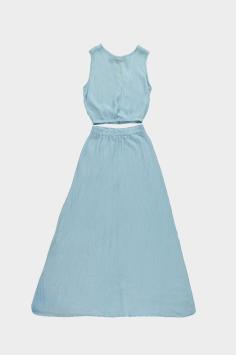 Lurex Set Rok en Top Licht Blauw