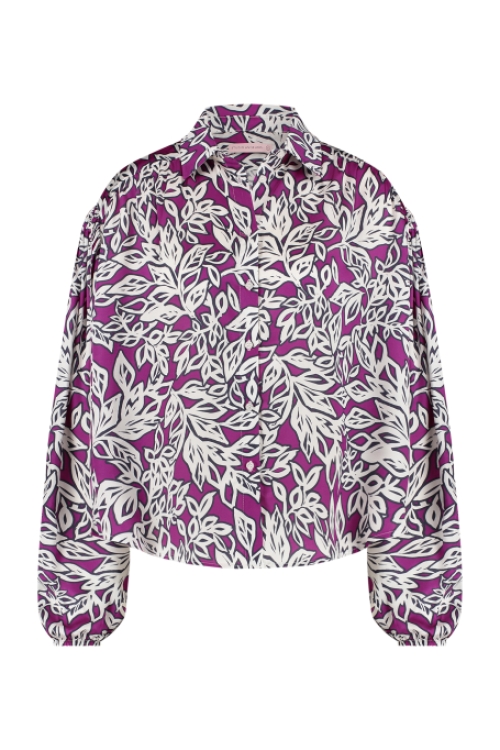 Blouse Studio Anneloes Esmee Satin Blouse Print Magenta Off White