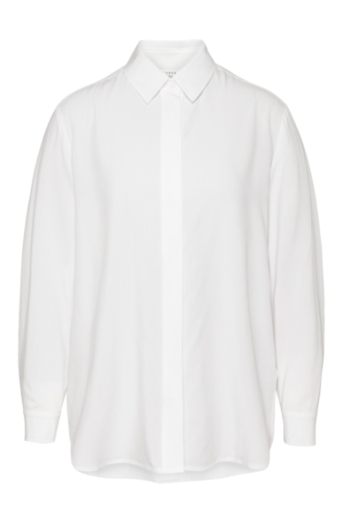 Blouse YAYA Lange Mouwen, Knopen en Afhangende Schoudernaden Pure White