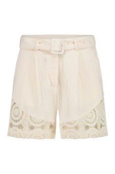 Freebird Broek Short Josya Crochet Wafelstof Broekje Offwhite