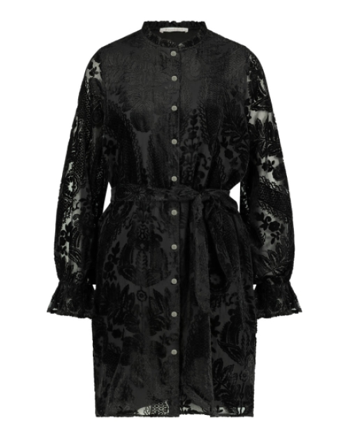 Freebird Jurk Akkie Velvet Burn Black Zwart