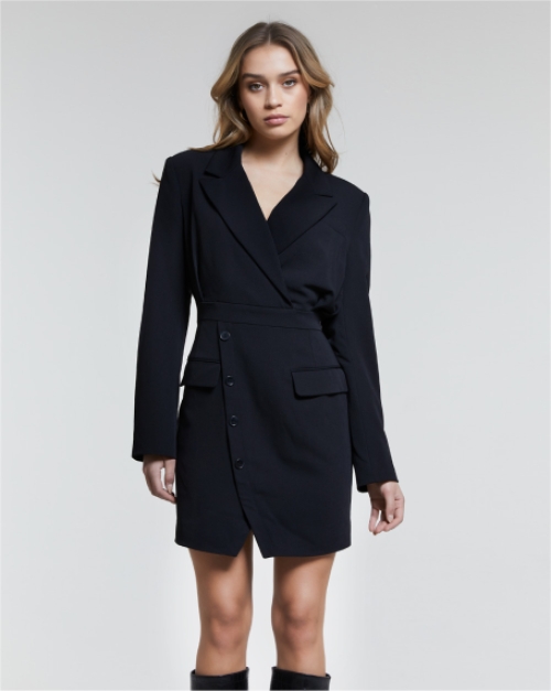 Freebird Jurk Blazora Twill Blazer Dress Black Zwart