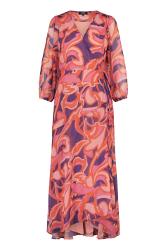 Freebird Maxi Jurk Belia Print Crinkle Bright Pink