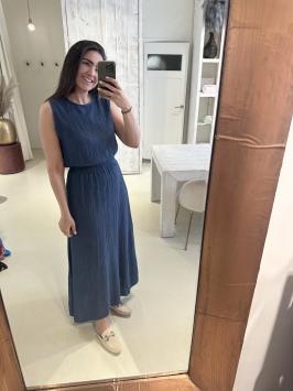 Lurex Set Rok en Top Crinkle Jeans Blauw