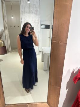 Lurex Set Rok en Top Crinkle Donker Blauw