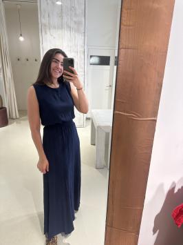 Lurex Set Rok en Top Crinkle Donker Blauw