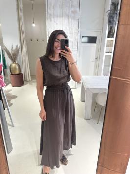 Linnen Set Rok en Top Bruin