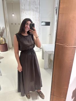 Linnen Set Rok en Top Bruin