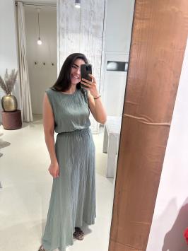 Lurex Set Rok en Top Khaki Army Groen