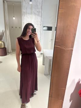 Lurex Set Rok en Top Crinkle Bordeaux