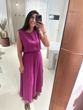 Set Rok en Top Wafel Fuschia Roze