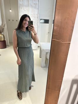 Lurex Set Rok en Top Khaki Army Groen