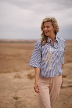 NUKUS Isa blouse Streep Donker Blauw  Stripe Navy Off White