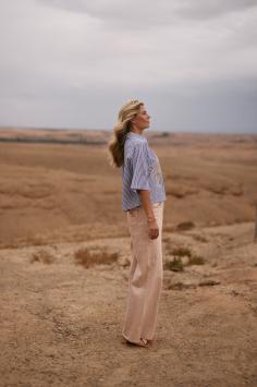 NUKUS Isa blouse Streep Donker Blauw  Stripe Navy Off White