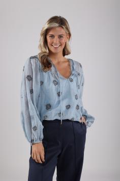 NUKUS Kaoutar Blouse Embroidery | Sky Blue