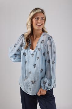 NUKUS Kaoutar Blouse Embroidery | Sky Blue