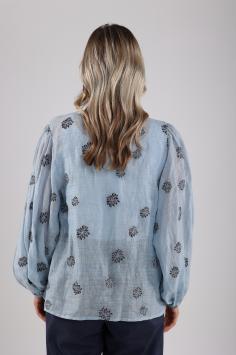 NUKUS Kaoutar Blouse Embroidery | Sky Blue
