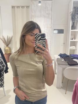 LOT Top Skye Basic Shirt Goud Champagne Lurex