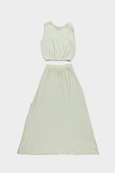 Lurex Set Rok en Top Beige