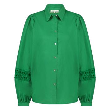 NUKUS Blouse Lettie Embroidery Green Groen