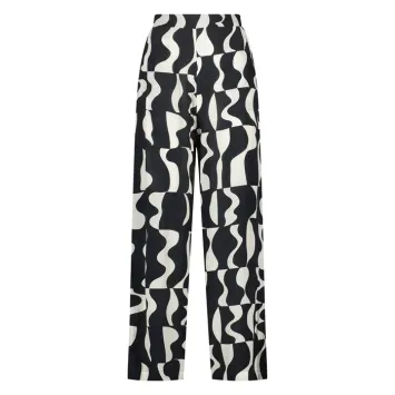 NUKUS Broek Grace Pants Doha Print Black White