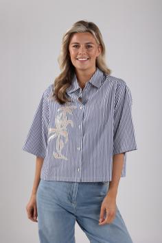 NUKUS Isa blouse Streep Donker Blauw  Stripe Navy Off White