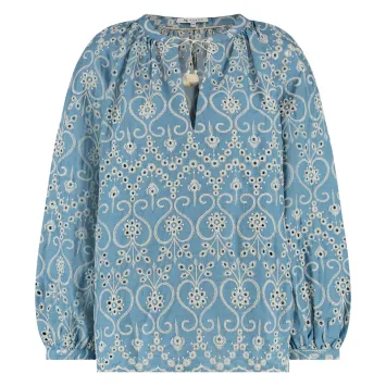 NUKUS Blouse Josephine Embroidery Blue