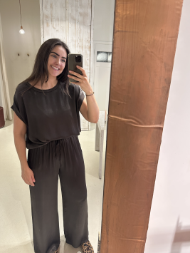 Satijnen Wijde Broek Donker Bruin