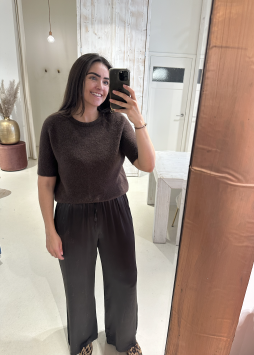 Satijnen Wijde Broek Donker Bruin