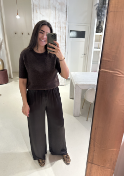 Satijnen Wijde Broek Donker Bruin