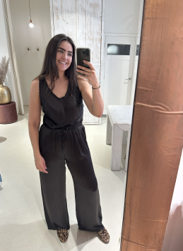 Satijnen Wijde Broek Donker Bruin