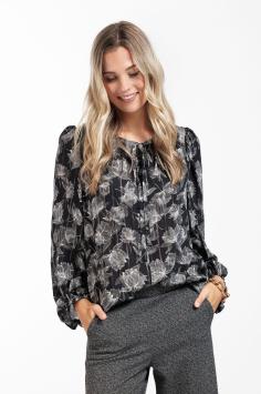 Studio Anneloes Viscose Blouse Marit Crepe Blouse Print Black Off White