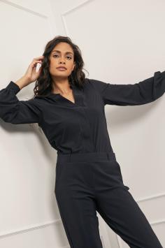 Travel Blouse Studio Anneloes Travel-Kwaliteit Moon Blouse Dark Blue Donker Blauw
