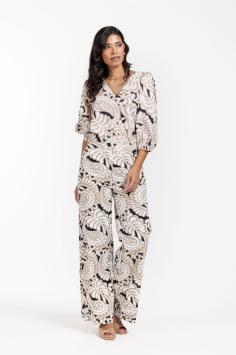 Studio Anneloes Travel Broek Lexie Paisley Trousers Off White Clay