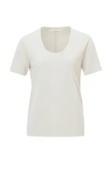 YAYA Basic T-shirt Ronde Hals Korte Mouwen Slim Fit Pumice Stone Sand