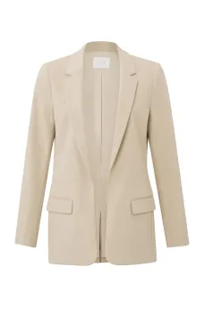 YAYA Jersey Blazer Lange Mouwen Zakken Neutrale tint Oxford Tan Sand