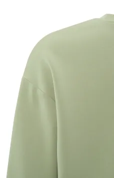 YAYA Scuba trui met ronde hals, lange mouwen en elastische taille Elm Green