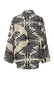 YAYA Soepelvallende Blouse Folklore Print Pumice Stone Sand Dessin