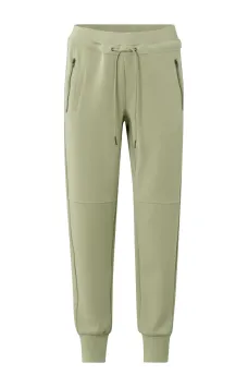 YAYA Sportieve scuba broek met zakken en elastische taille Elm Green