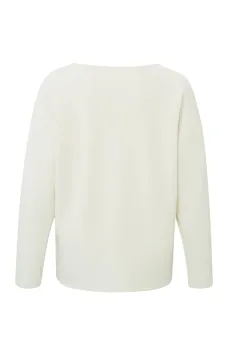 YAYA Sweatshirt Diepe V-hals Wijde fit Birch Sand