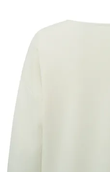 YAYA Sweatshirt Diepe V-hals Wijde fit Birch Sand