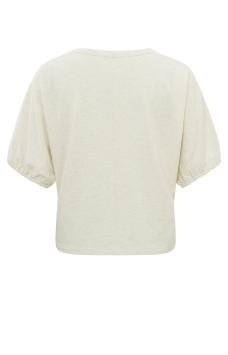 YAYA T-shirt Ronde hals Pofmouwen | T-shirt Elastic Puff Sleeves Light Beige Melange