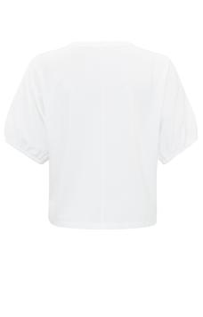 YAYA T-shirt Ronde hals Pofmouwen | T-shirt Elastic Puff Sleeves Pure White
