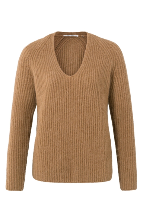 YAYA Trui V-neck Sweater Long Sleeves Indian Tan Sand