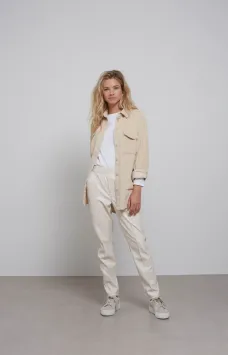 YAYA Corduroy overshirt met lange mouwen, kraag en borstzakken Birch Sand